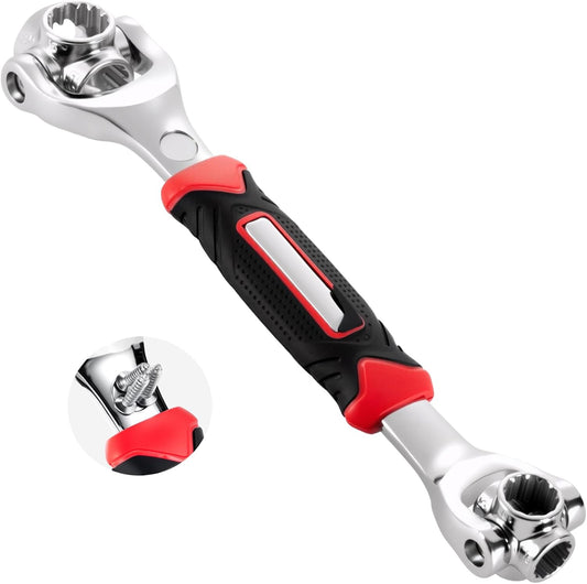 KCB Llave Multifuncional Universal 52 en 1,Llave de Vaso Giratoria de 360 Grados,Llaves Españolas,Herramientas Manuales,para Hexagonal,Hexagonal de Cabeza Redonda,Estriada,12 Puntas,Squire,T-X